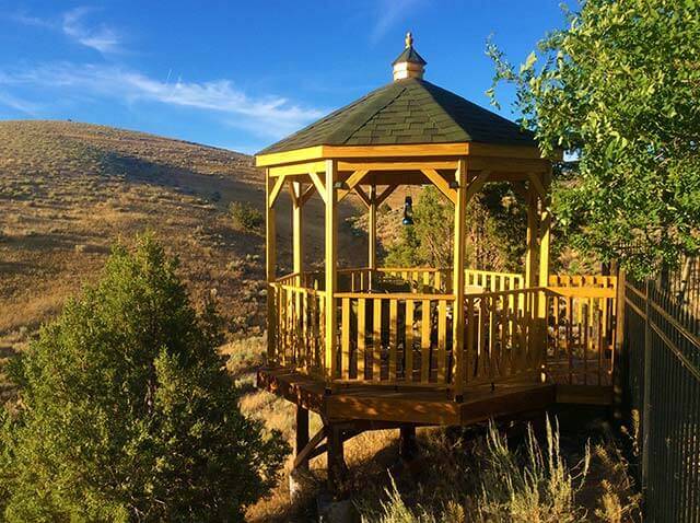 10' gazebo-in-a-box on a ledge