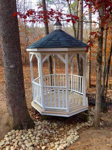 8' white gazebo with dark roof