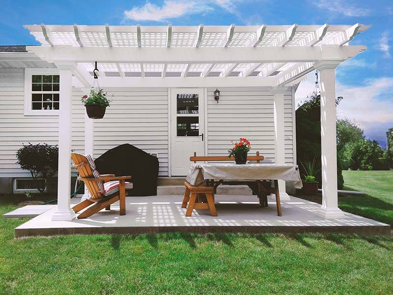 montana vinyl pergola with a custom lattice