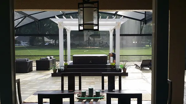 vinyl pergola on a screened patio