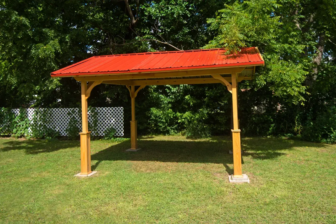 Pavilion in a Box with a red roof